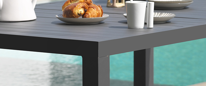 Table de jardin en aluminium anthracite 160 x 90 cm - Miami