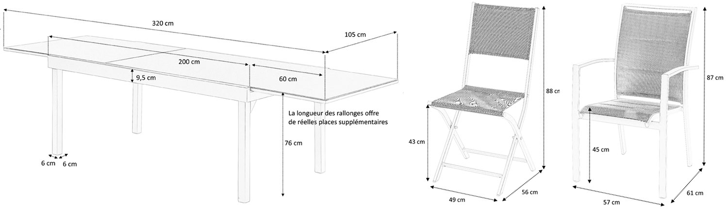 Dimensions salon de jardin 12 places