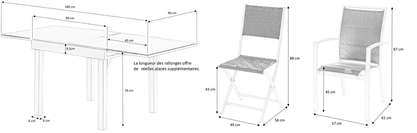 Dimensions salon 6 fauteuils