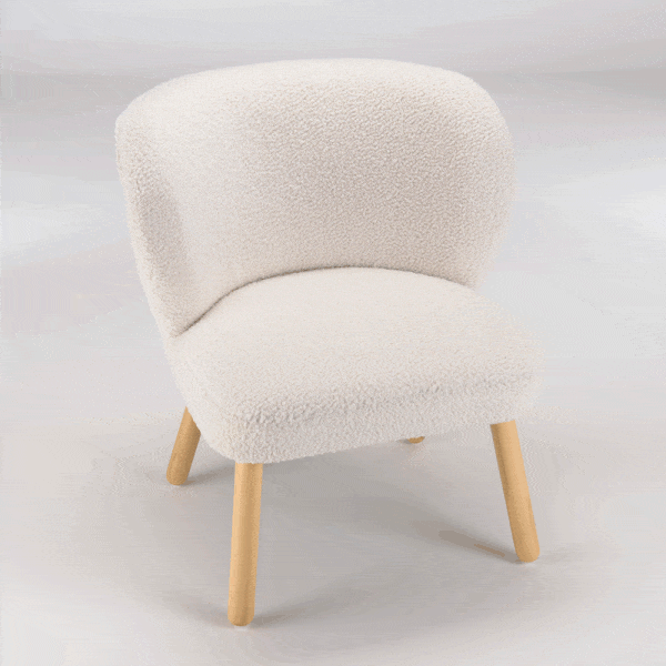 fauteuil tissu blanc bois
