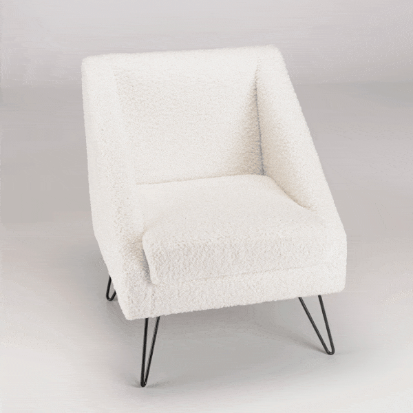 fauteuil triangulaire tissu blanc