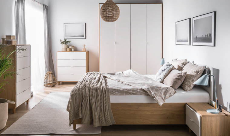 Chevet design chêne et blanc Simple de Vox