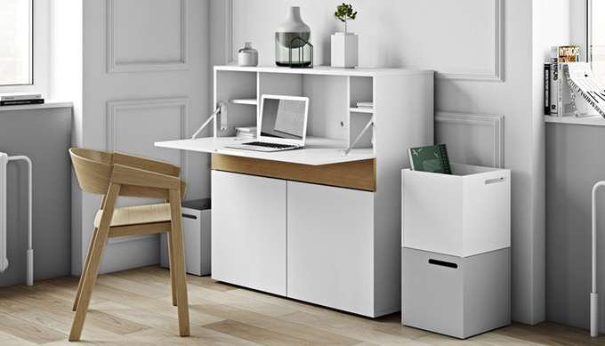 Bureau secrétaire design blanc