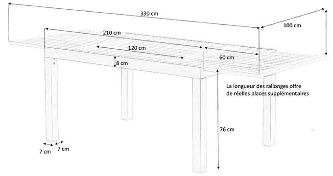 Dimensions table hpl noir