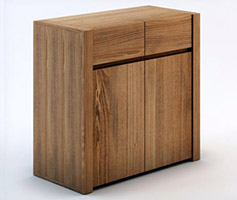 Commode design en bois noyer clair