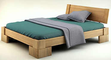 Pack lit design en bois massif avec commode et chevets